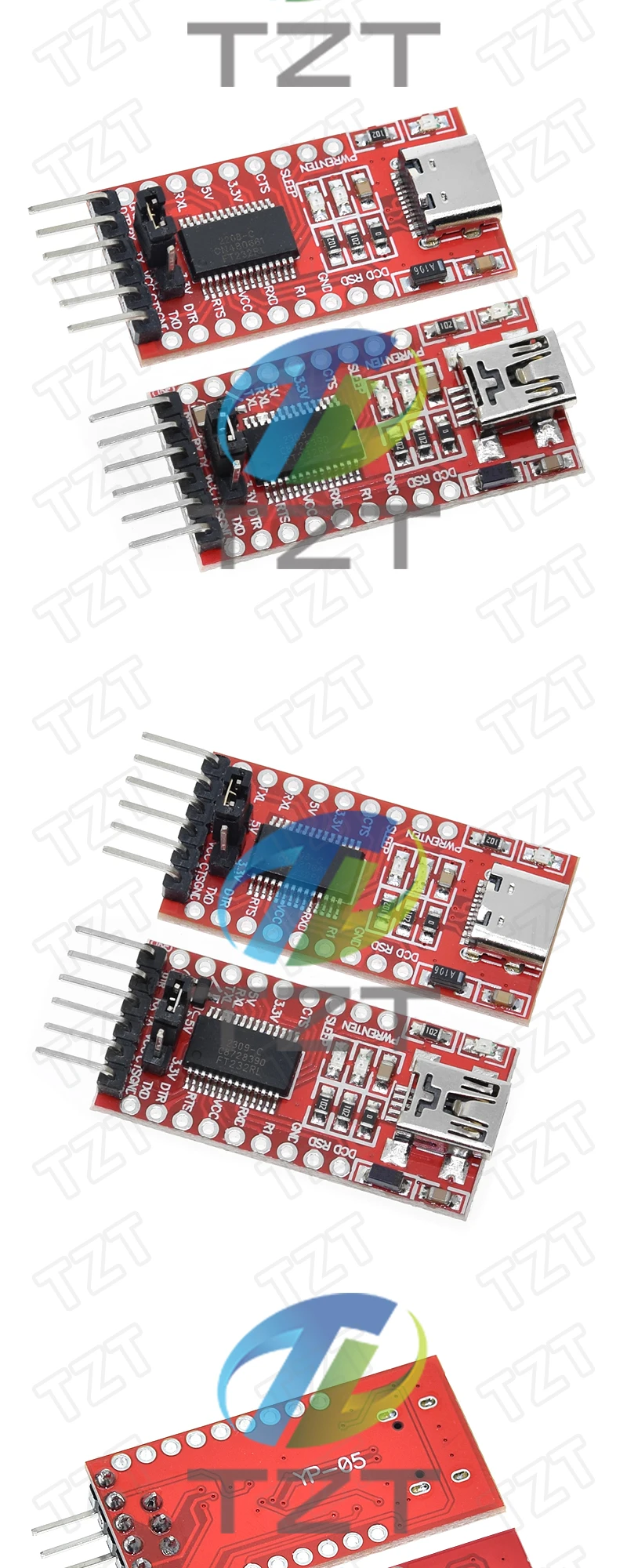 TZT 1/2/5 Stück FT232RL FTDI USB 3.3V 5.5V zu TTL Serieller Adapter Modul für Arduino FT232 Pro Mini USB zu TTL 232 – Detail 9