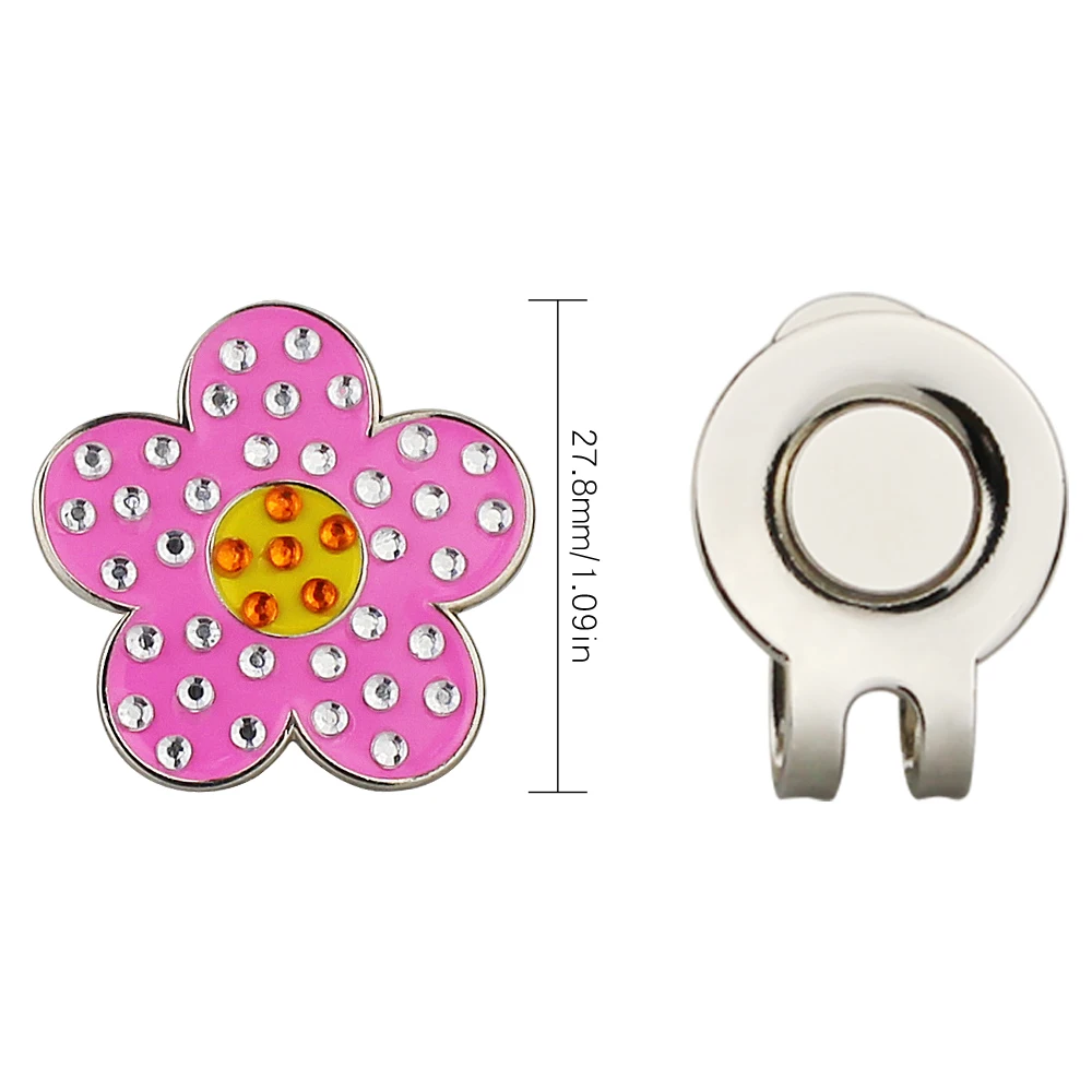 1pc Golf Ball Marker Crystal for Women by Girls Golfer gift with Magnetic Hat Clip Premium Gifts Bling Mark GOG