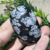 Natural Crystal Snowflake Black Obsidian Palm  Stone Crystal  Reiki High Quality Beauty Healing Quartz Minerals Home Decoration 5