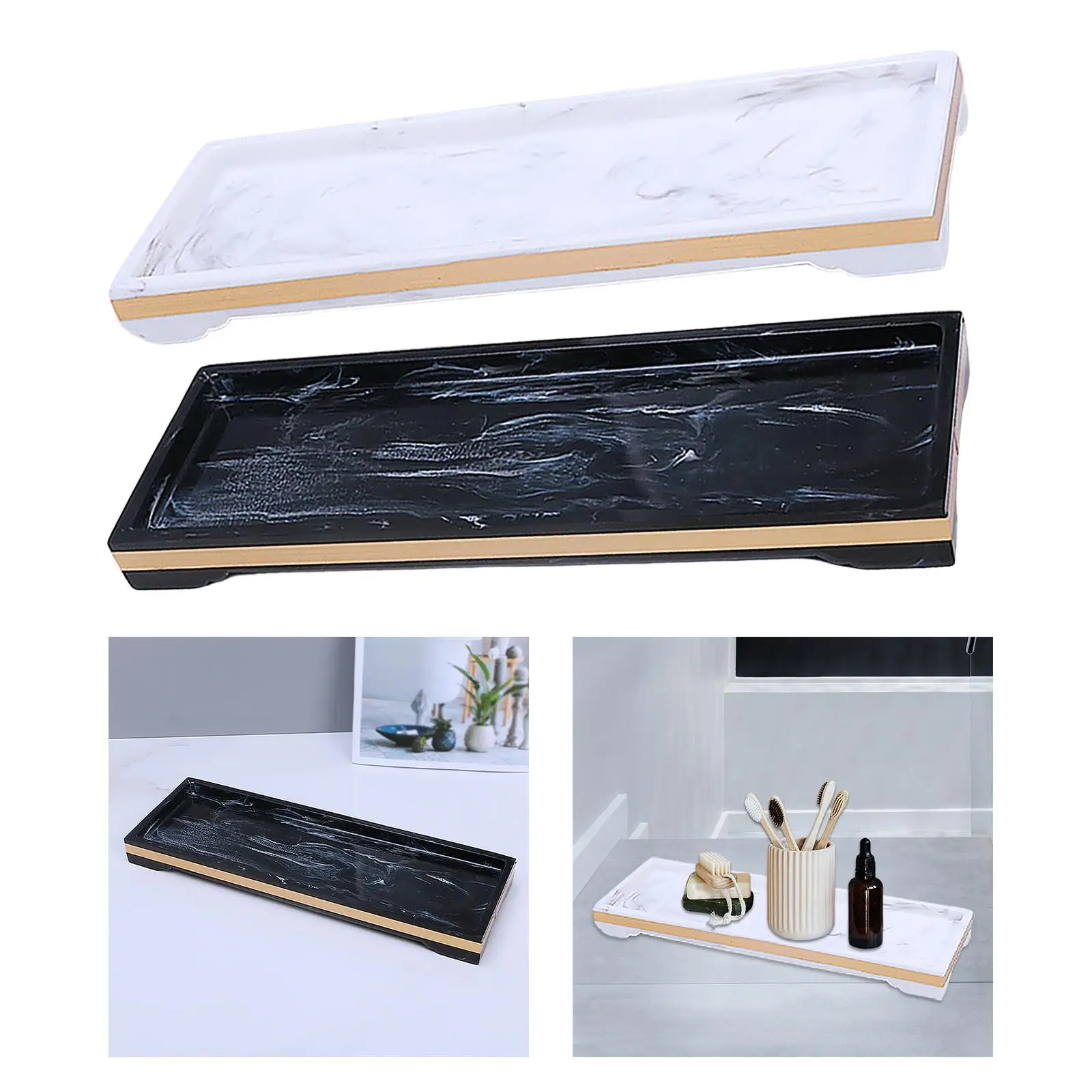 Bathroom Vanity Tray Countertop Organizer Kitchen Sink Trays Holder Resin Toilet