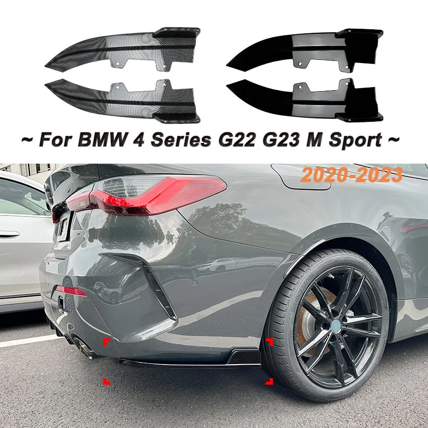 

Для BMW 4 серии G22 G23 M Sport 2020-2023 Автомобильный задний бампер, боковой спойлер, защита углов, диффузор, тюнинг, АБС-пластик, черный