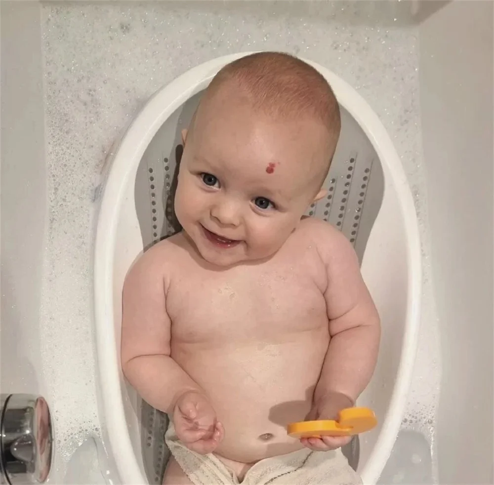 Soft Touch Baby Bath Tub Silicone Mesh Support Non Slip Base Newborn Foot Bath Bucket Bathroom Grey UK: 3 - 5 Days Free Delivery UK