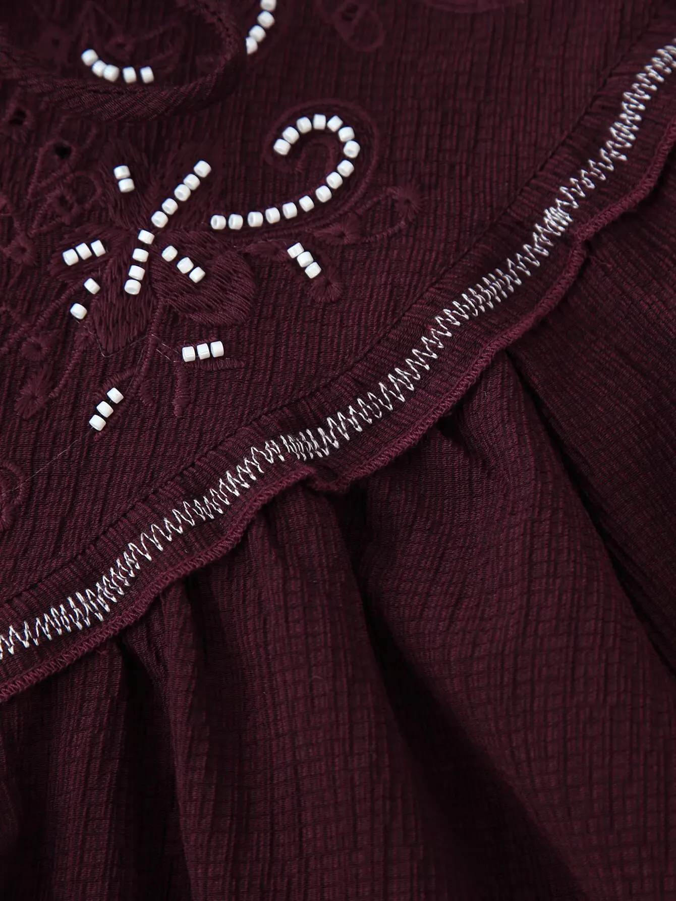 Women Retro Shirt Fashion Casual Ruffled Collar Bead Lace-Up Single Breasted Long Sleeved Blouse Lady High Street Loose Shirt To