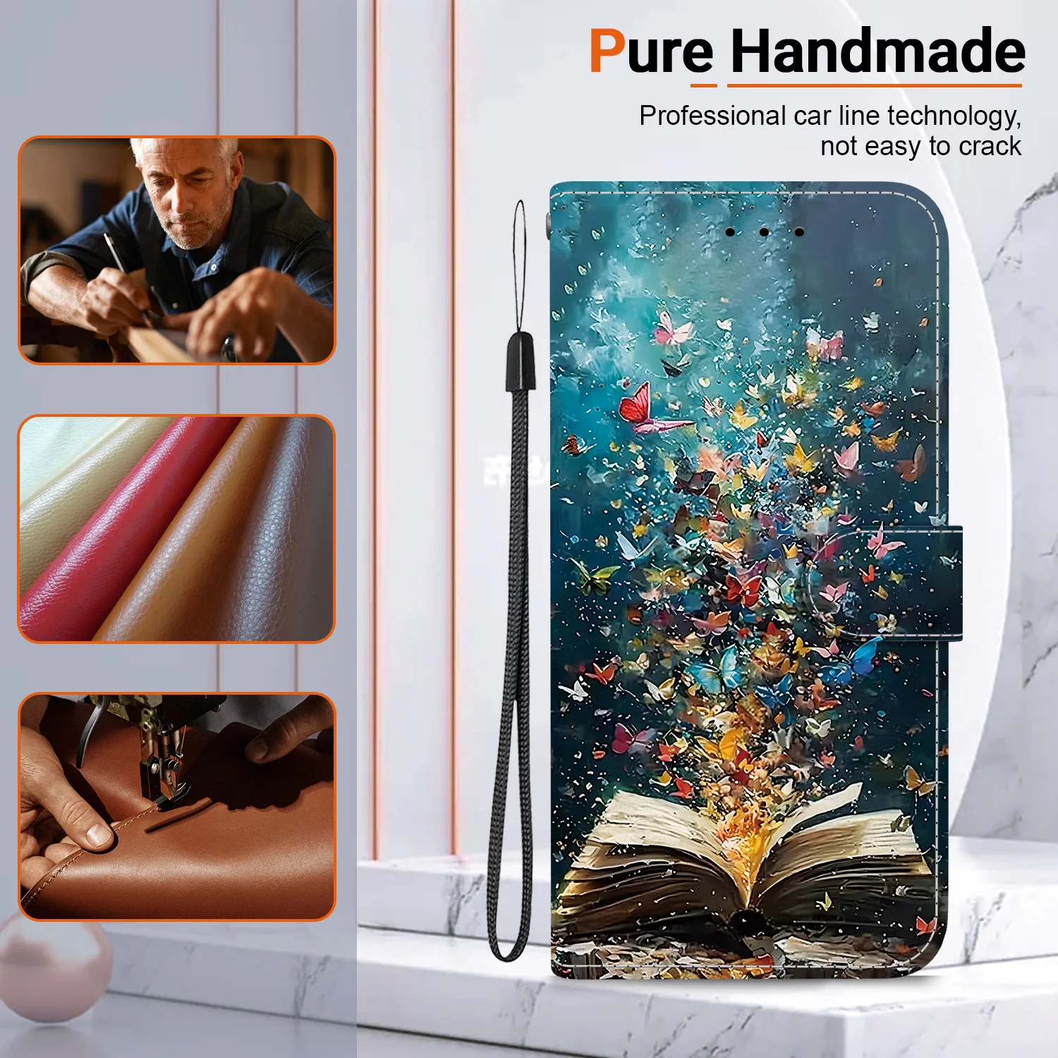 Leather Wallet Phone Case with Card Slots