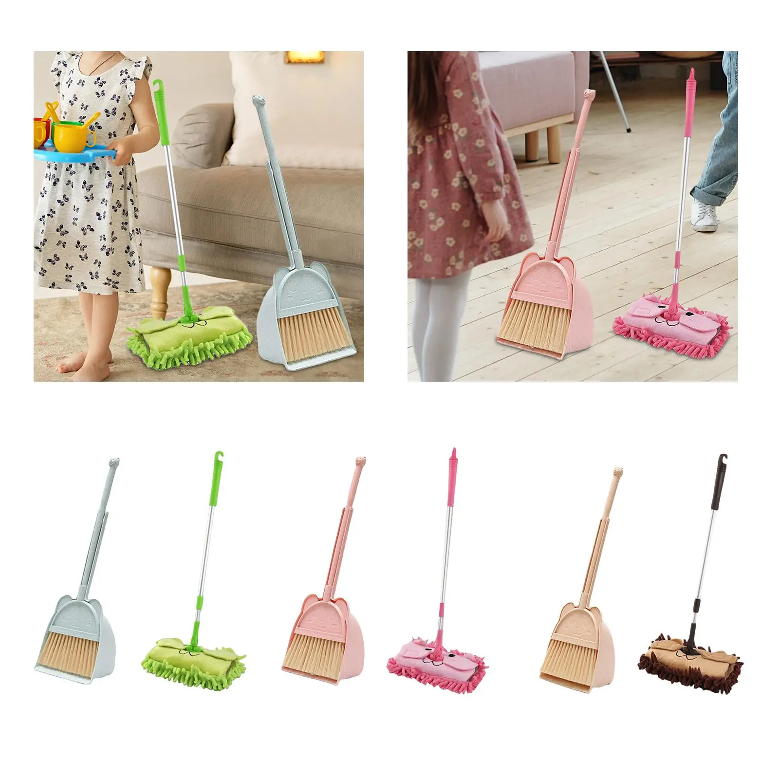 Mop House Cleaning Gifts Kid Broom Dustpan Set for Girls Boys Age 3-6 3