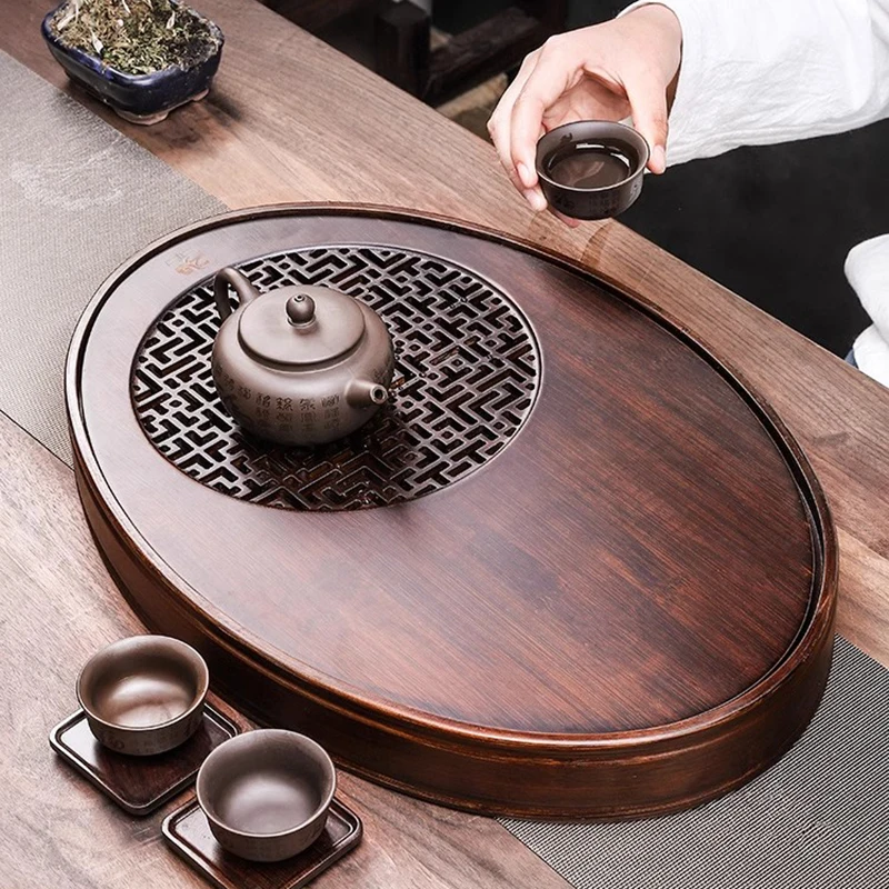 

Serving Wooden Tea Tray Coffeeware Luxury Pot Office Table Tea Tray Drainage Chinese Dessert Desk Light Holder Bandejas Teaware