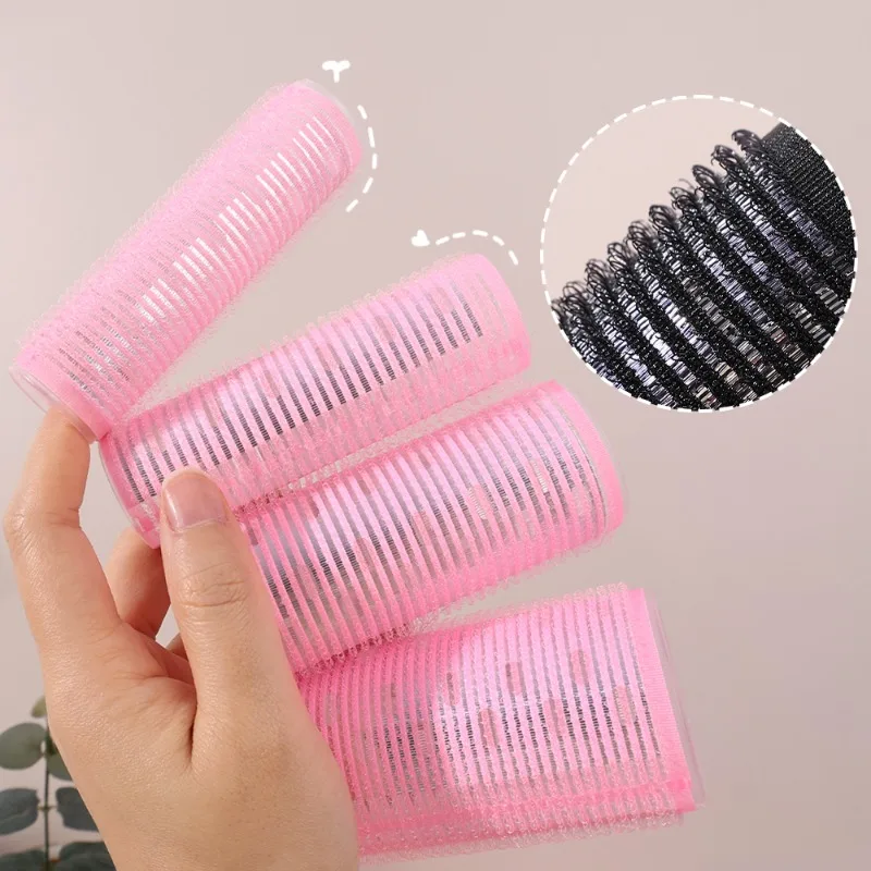 1/4pcs Self-Grip Hair Rollers Heatless Hair Curlers No Heat Bangs Volume Self-adhesive Hook & Loop DIY Styling Tools 4 Size