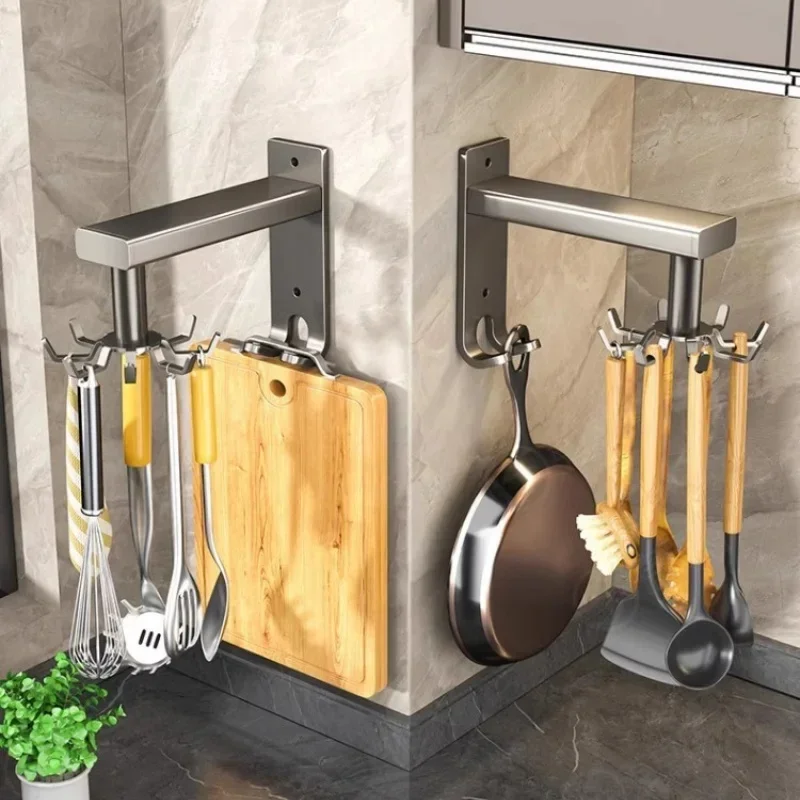 Universal Kitchen Hook Multi-Purpose 360 Degrees Rotatable Rack Organizer Spoon Storage Hanger Home Kitchen Accessories 6