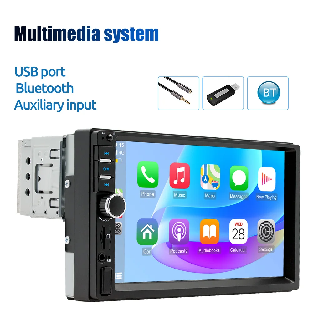 ESSGOO 7"1DIN Universal Auto Stereo Radio Apple Carplay Android Auto BT TF USB AUX Multimedia video MP5-Player Spiegel link FM SWC – Detail 4
