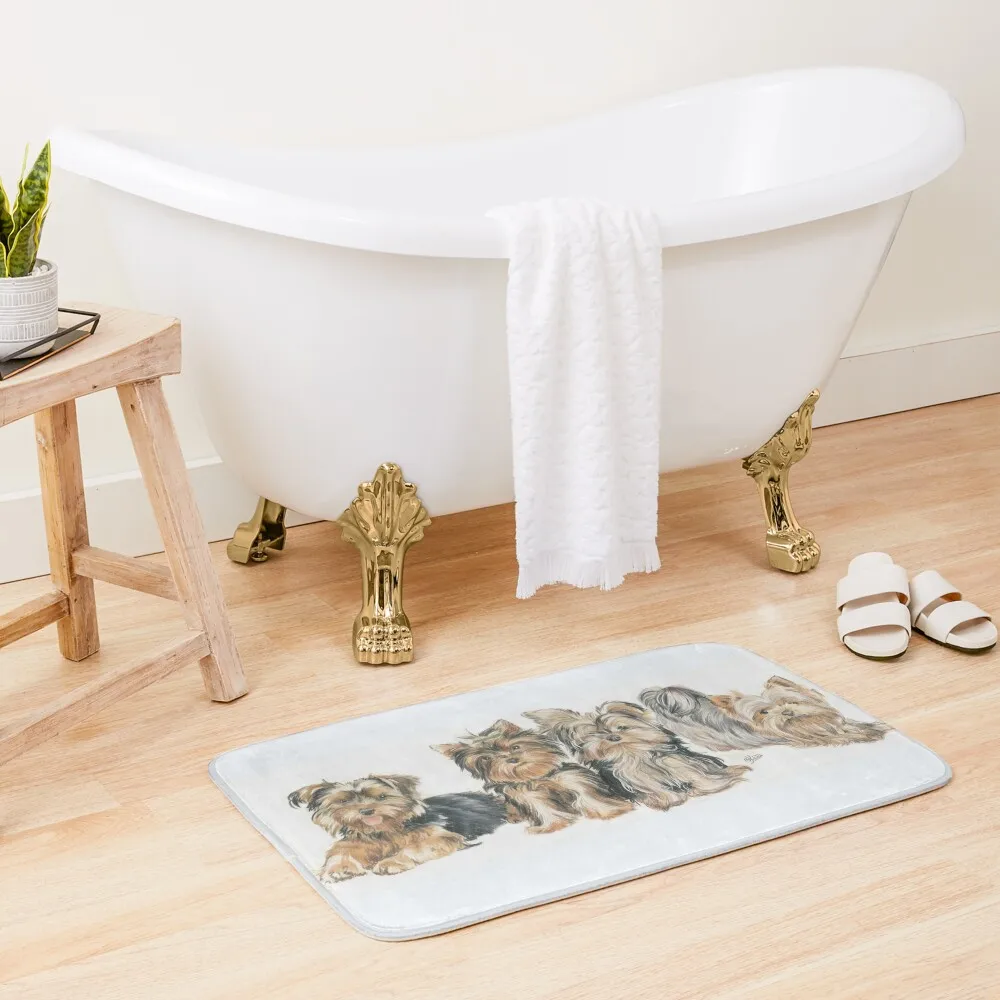 

Yorkshire Terrier Puppies Bath Mat Bathroom Rug Set Quick-Drying Bathroom Bathtub Anti Slip Rug Foot Mat