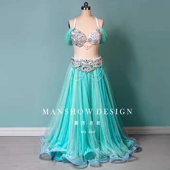 customized belly dance costume female sexy high-end performance outfit new set bubble sleeve fairy gauze skirt samba carnival