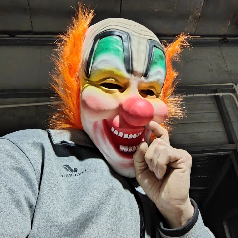 Horror Red Nose Joker Clown Mask Funny Smiling Evil Joker Headgear Scary Latex Full Face Masks Halloween Party Cosplay Performan
