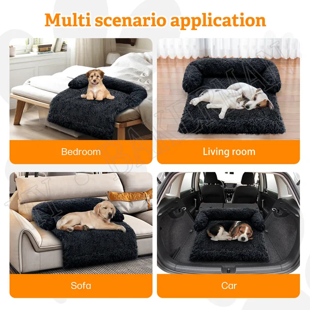 Washable blanket Sofa cover Large dog bed Sofa plush dog pet House sofa cushion plush warm kennel pet cat puppy cushion 4