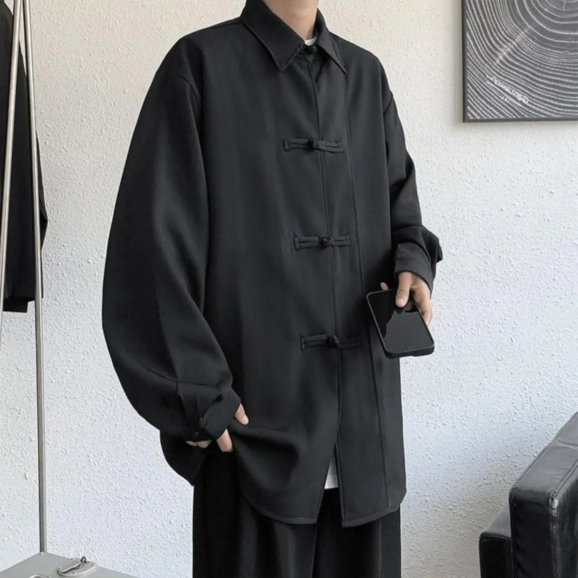 Men Fashion Tang Clothing Coat Vintage Button Down Tops New Chinese Style Clothes Improved Hanfu Male Hip Hop Streetwear