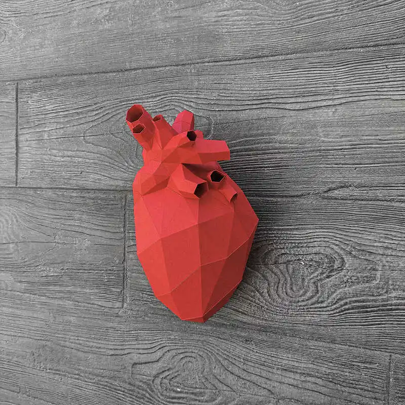 30cm Heart Model Medical Science 3D Wall Hanging Low Poly Papercraft DIY Handmade Room Decoration Origami Creative Puzzles Toys