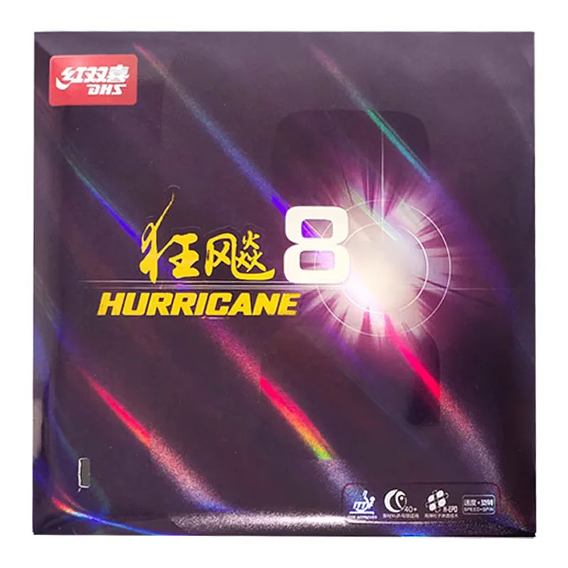 DHS Hurricane 8 Table Tennis Rubber Elastic High-stickiness for Speed & Loop Pimples-in Ping Pong Rubber with Dense Sponge Table Tennis Rubber Table Tennis Sponge