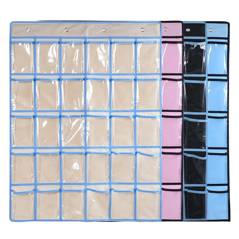 

Clear Pockets Jewelry Mobile Phone Hanging Door Storage Bags Makeup Organizer Pouch Bag Hanging Classroom Cell Phone Pocket