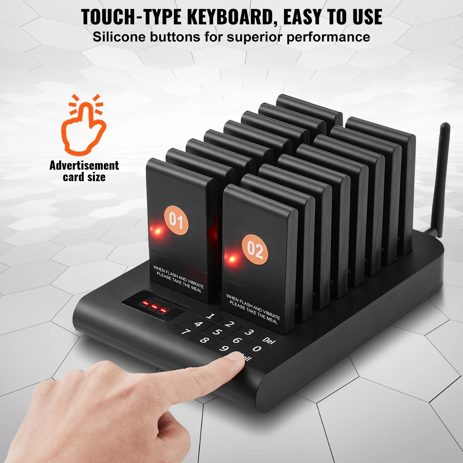 VEVOR 16pcs Restaurant Pager System 500m Long Range Wireless Calling System for Coffee Shop Restaurant Guest Queue Pager