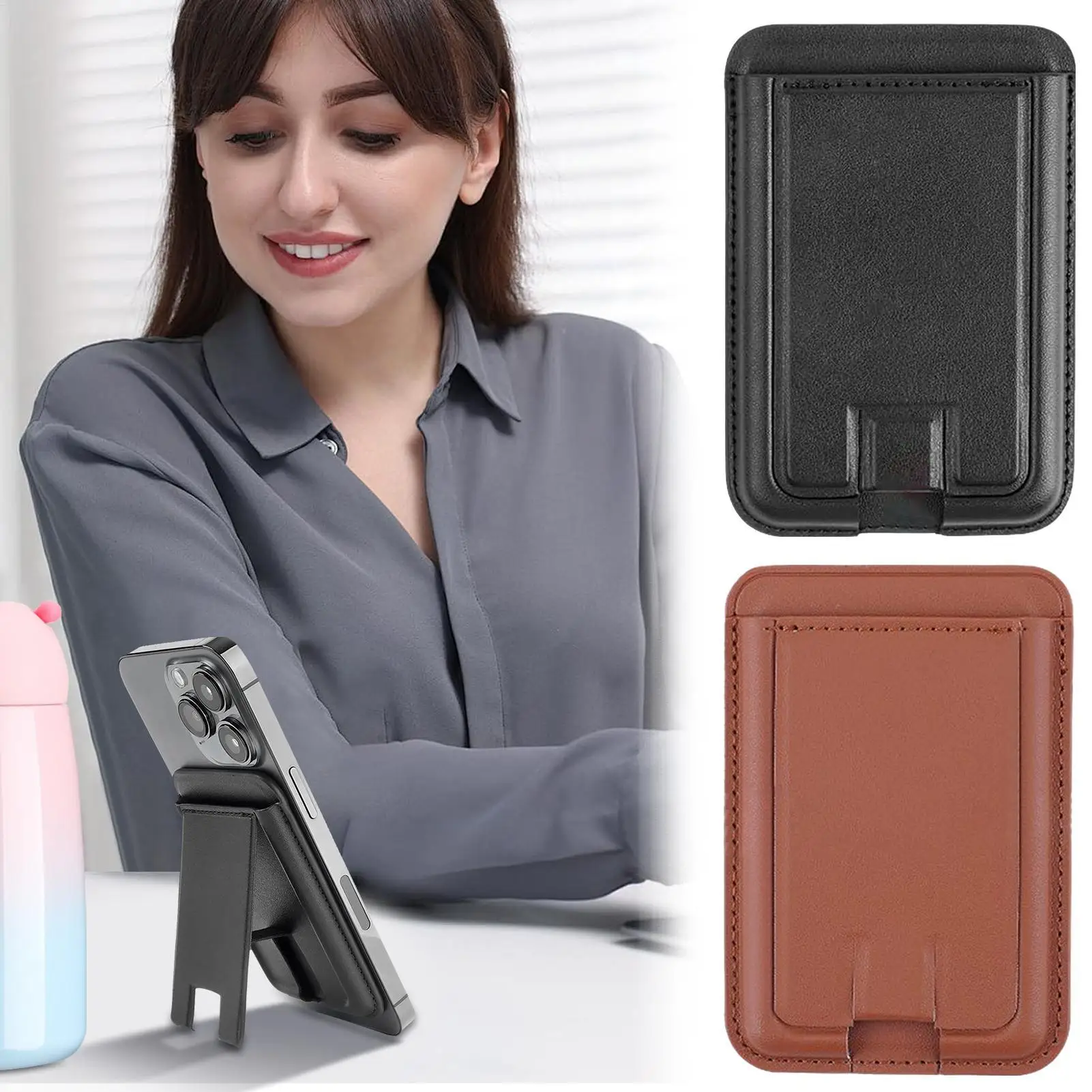Magnetic Phone Card Holder Magnet Card Holder for Phone Case Mount Portable Mobile Accessories for Credit Desk Travel Men
