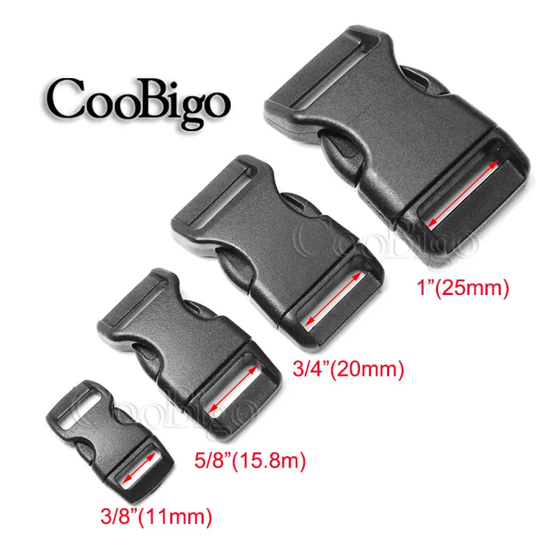 Side Release Buckles 10pcs for Paracord Bracelet Outdoor Backpack Bag Strap 10mm 15mm 20mm 25mm Plastic