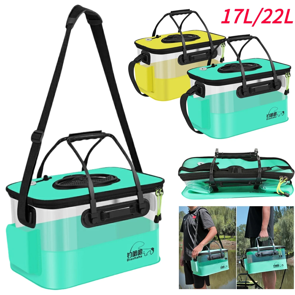 Portable EVA Fishing Bags Collapsible Fishing Bucket Live Fish Box