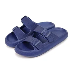Asgard Women's Fashionable Double Buckle Platform Sandals - Summer Cloud Comfort Slides - 39-40 (Blue)