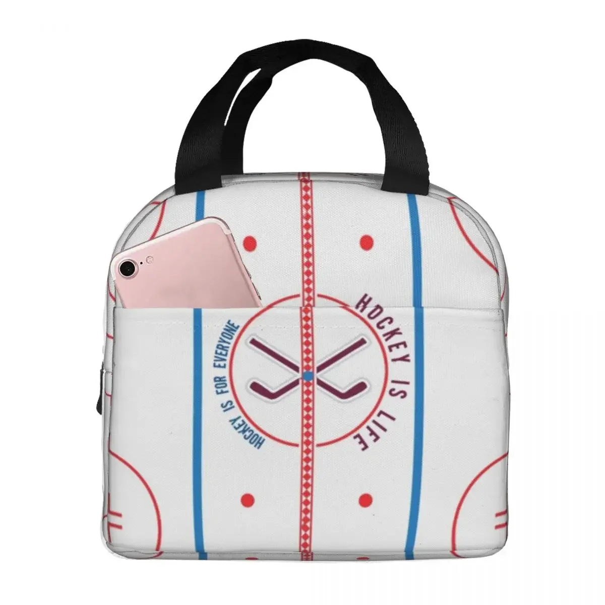 

Hockey Is Life Rink Insulated Lunch Bags Leakproof Picnic Bags Thermal Cooler Lunch Box Lunch Tote for Woman Work Kids School