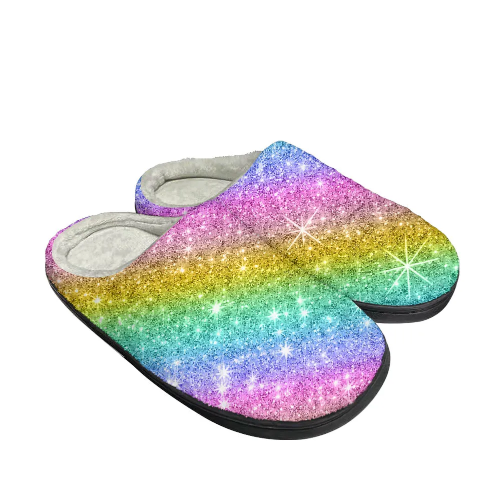 

Colorful Rainbow Funny Home Cotton Custom Slippers High Quality Mens Womens Plush Fashion Casual Keep Warm Shoes Thermal Slipper