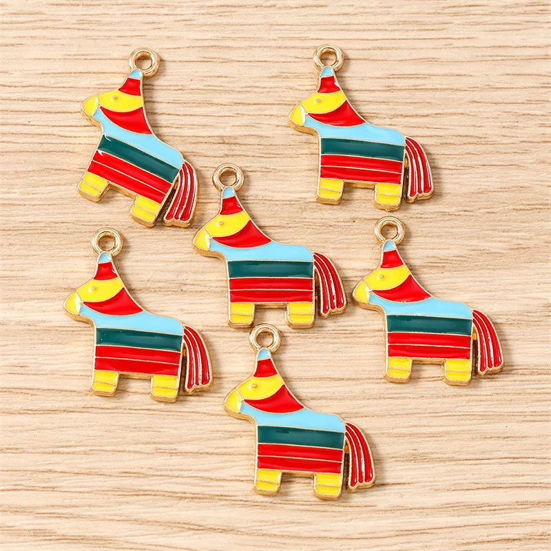 10 Stück 20 x 23 mm Cartoon Emaille Tier Trojanisches Pferd Charms Anhänger für Schmuckherstellung Tropfen Ohrringe Halskette DIY Bastelzubehör – Detail 6