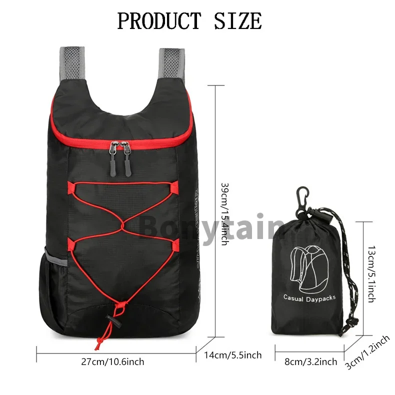 Water-Resistant Foldable Outdoor Backpack - Large-Capacity Packable Daypack for Travel, Hiking, and Sports