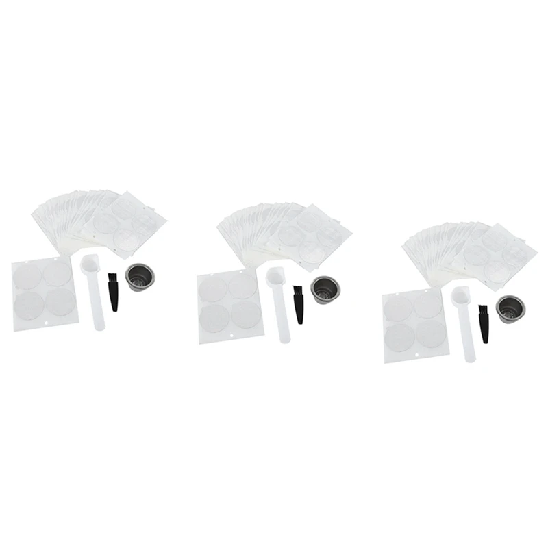 RETAIL 3 Pods 300 Seals Stainless Steel Refillable Nespresso Coffee Capsule Reusable For Nespresso Machine Coffee Filter