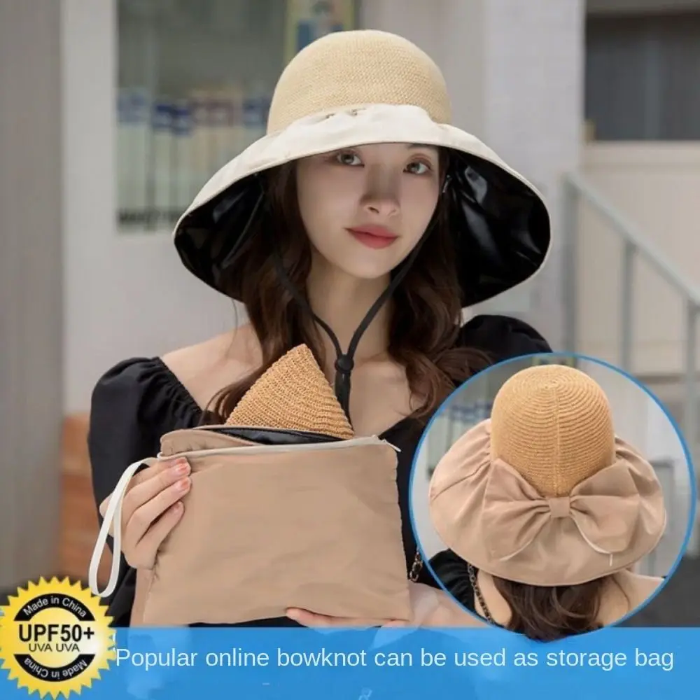자외선 차단 버킷 모자, 접이식 넓은 챙, 햇빛가리개 모자, 보관 가방 포함, 휴대용 썬 캡, 여름