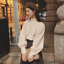

Blouses Women Long Sleeve Apricot Solid with Lace Jacquard Elegant Shirts Vintage Sweet Korean Style Ladies Blouse Daily Chic
