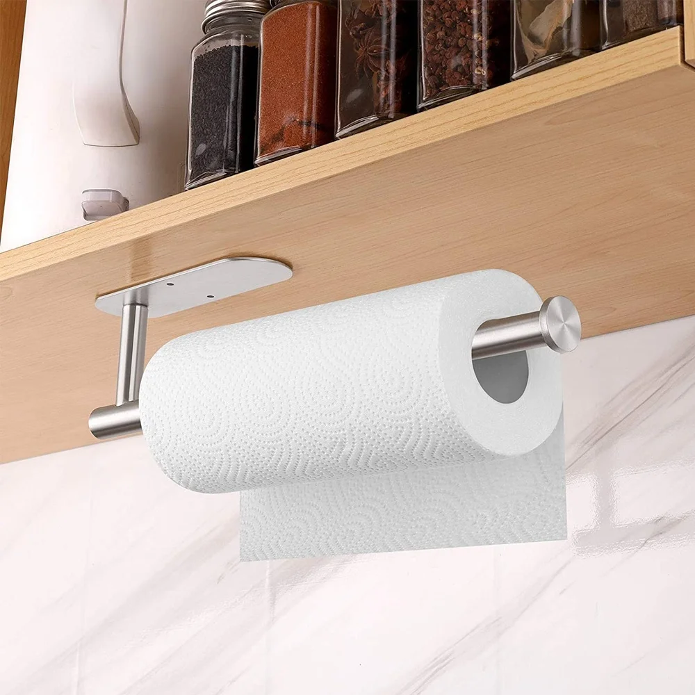 Wall Mount Toilet Towel Paper Holder Adhesive Black Silver Kitchen Roll Paper Stand Hanging Napkin Rack Bathroom Accessories WC