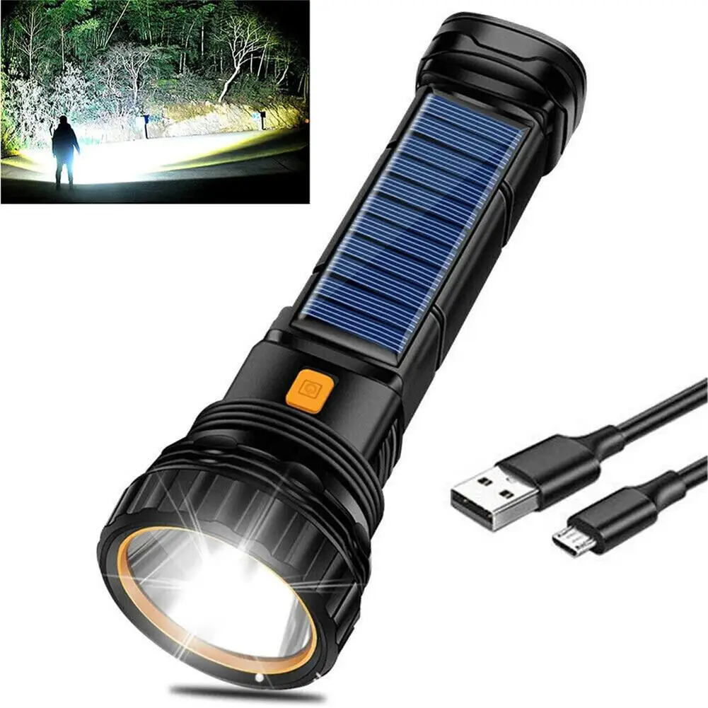Solar Powered Led Flashlight Hand Crank Rechargeable Survival Gear Self  Powered Charging Torch Dynamo For Fishing Boating Hiking - Flashlights &  Torches - AliExpress
