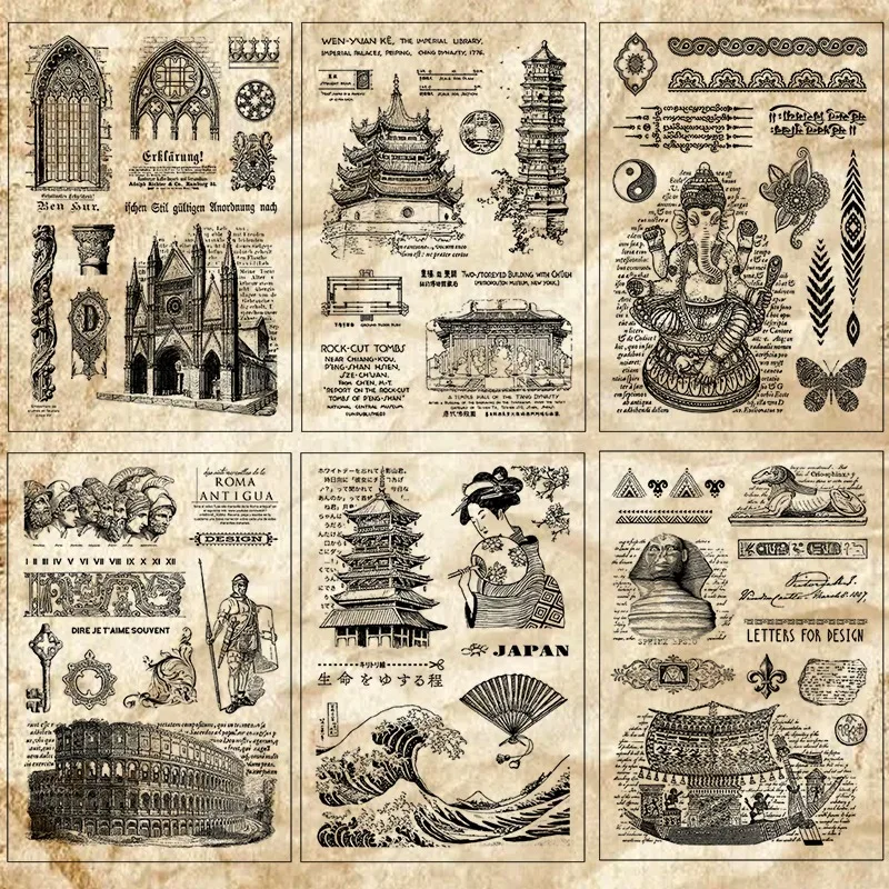 Classical Architectural Culture Silicone Clear Stamps Scrapbooking Supplies DIY Card Making Crafts Journal Vintage Rubber Stamp clear stamps clear rubber stamps