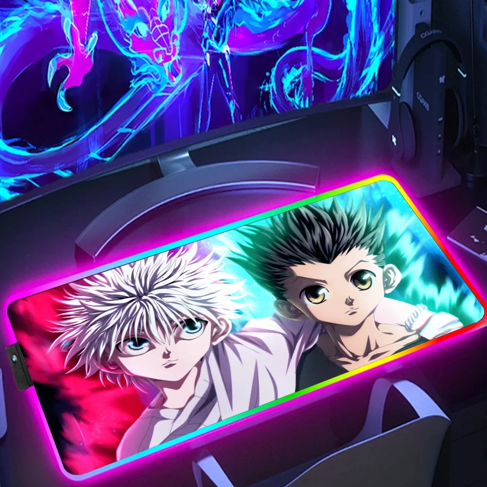 

Hunter x Hunter LED Gaming Mousepads Large Desk Mat PC Gamer XL Mousepad RGB Mouse Pad Luminous Mouses Mice Mats With Backlight