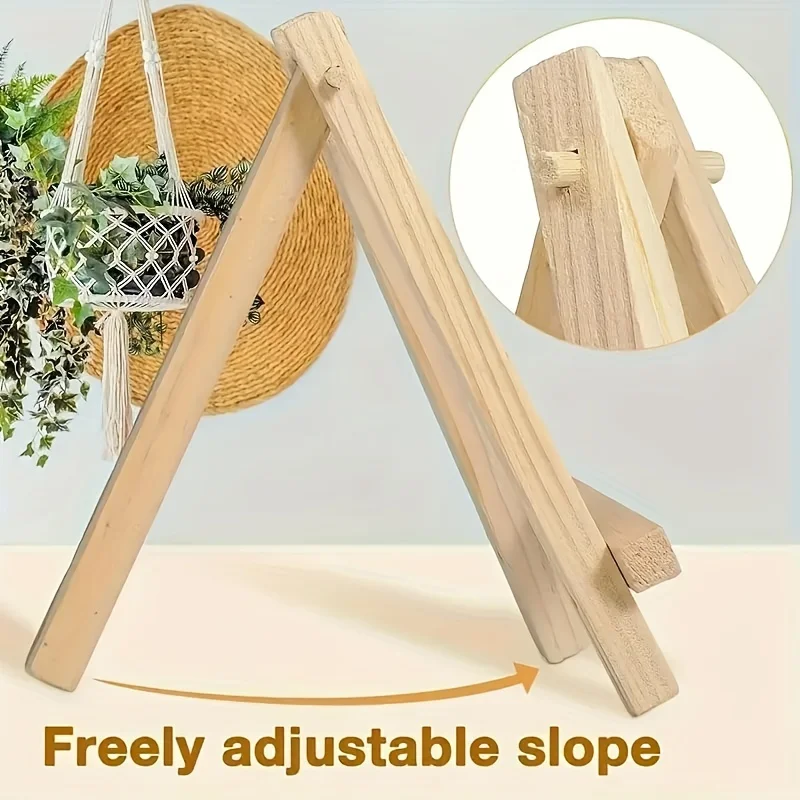 10pcs Adjustable Mini Wooden Easels - Triangle Display Stands for Canvas Art, Crafts & Drawing - 6