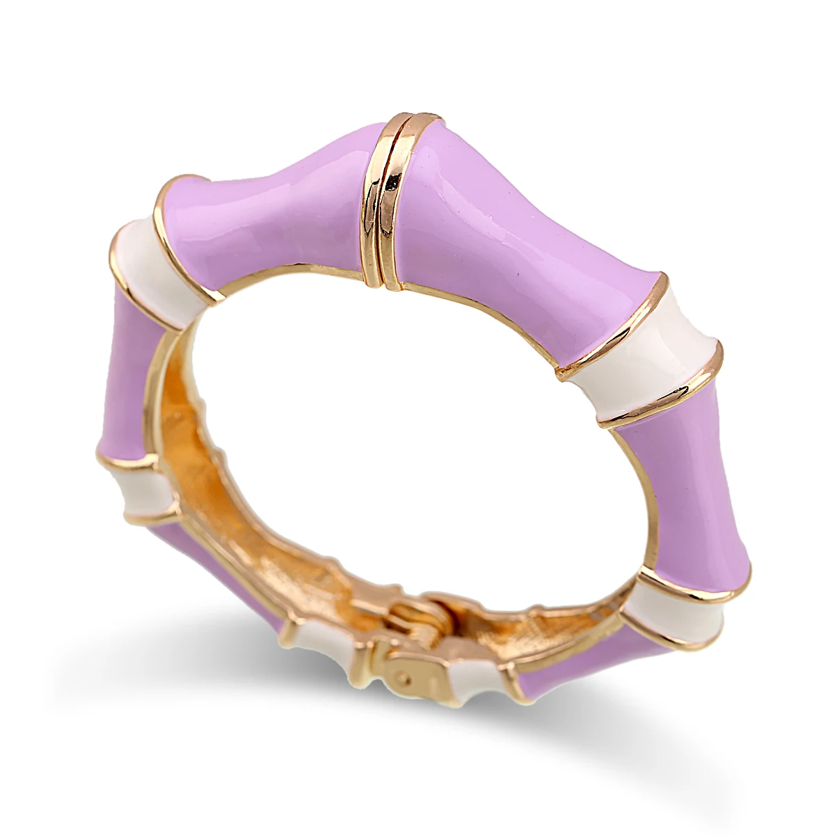 New Fashion Statement Colorful Bangle Cuff Bracelet Gold Plated Handmade Enameled Bamboo Bangle for Women Girls Party Jewelry 3