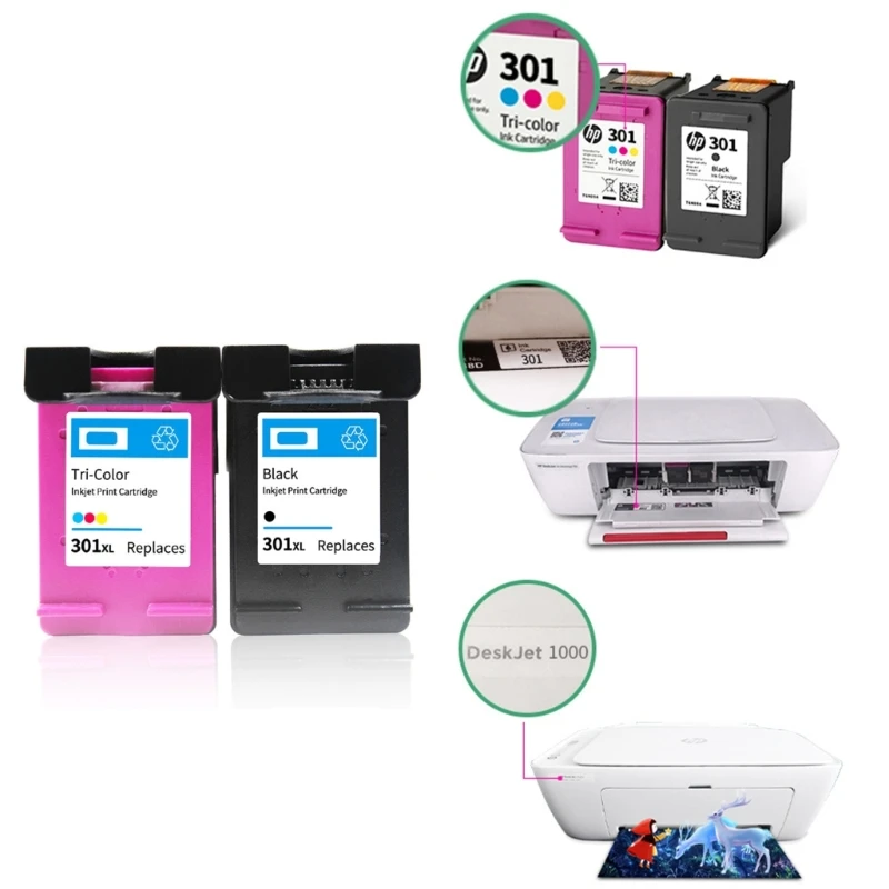 301 Ink Cartridges Combo Pack 301XL Ink Cartridges Black Colour Remanufactured HP 301 XL Envy 4500 5530 5532 thermal inkjet printer cartridge