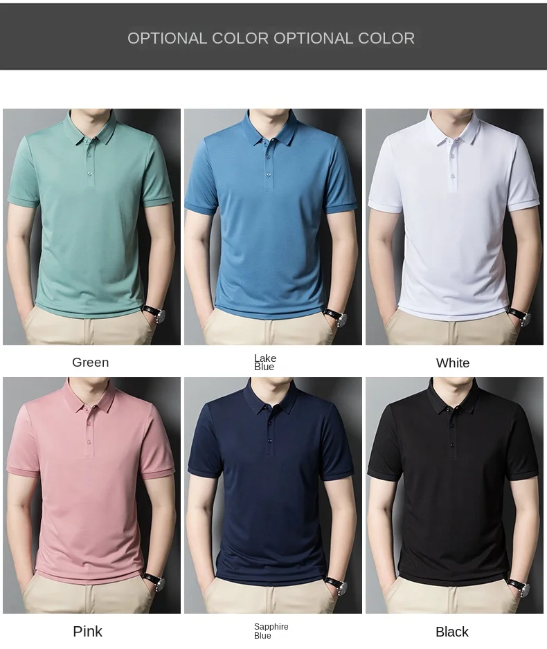 Description Picture 4 of itemSummer Business Pure Color Short-Sleeved Polo Shirt Men's 2024 New Loose Lapels Breathable Casual T-shirt