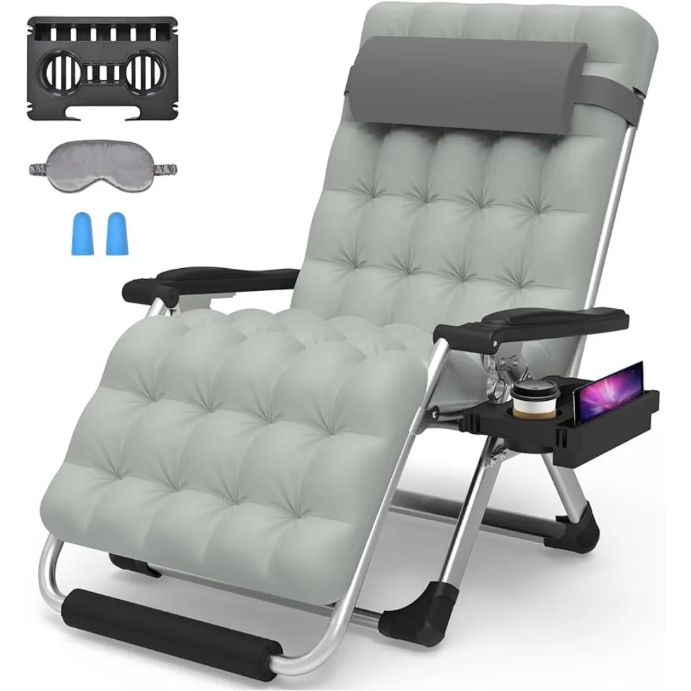 Негабаритное кресло с нулевой гравитацией 33 дюйма XXL, откидное кресло для кемпинга со съемной подушкой, кресло с откидывающейся спинкой для ног, бесплатная доставка кресло с откидывающейся спинкой серое кресло из искусственной кожи для педикюра педикюра спа ванны для ног