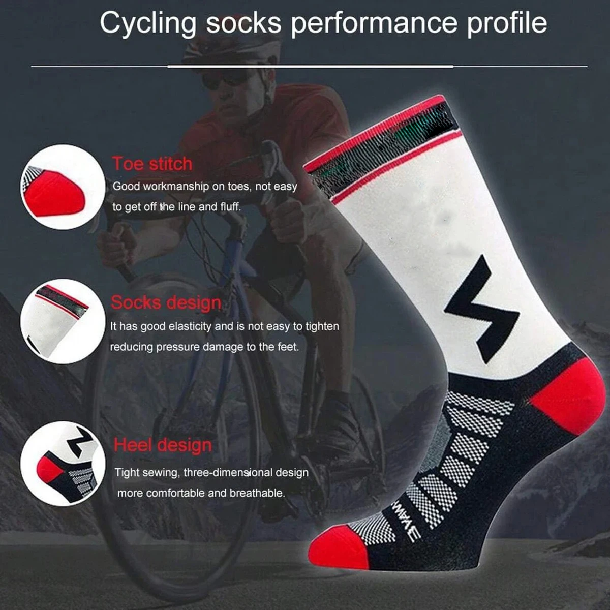 1/5Pairs Cycling Sports Socks Breathable Sweat-absorbent Basketball Socks Anti-Slip Quick-drying Outdoor Sports Running Socks