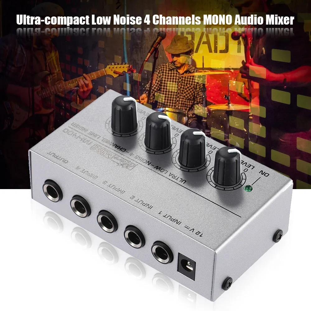 MX400 Audio Mixer Headphone Amplifier Ultra Compact Sound Low Noise With Power Adapter 4 Channel DJ Karaoke Headphone Amplifier headphone amplifier