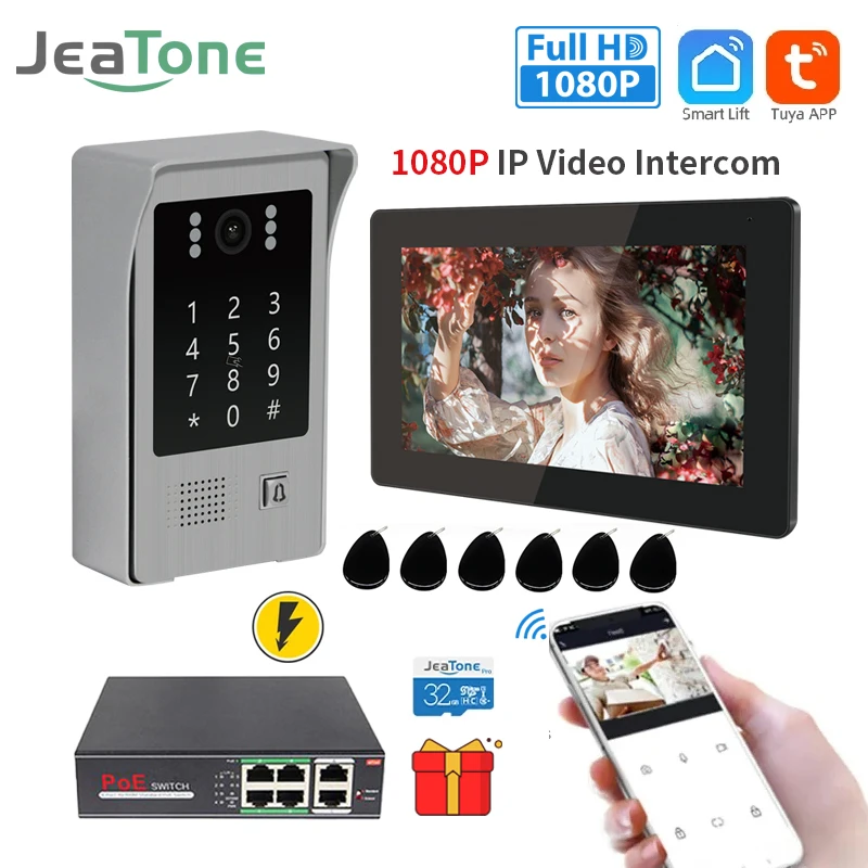 

Jeatone Tuya 1080P Smart WIFI Wireless IP Video intercom 7 inch Monitor Doorbell Video Door Phone With Camera For Home Apartment