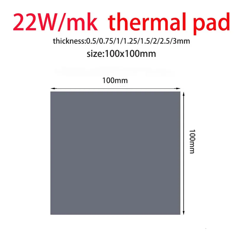 훌륭한 24w 22w 20w 18.6w 16.5w OEM GPU CPU용 열전도 패드, 히트싱크 냉각용 전도성 실리콘 패드, 두께 0.75 1.25 1.75mm