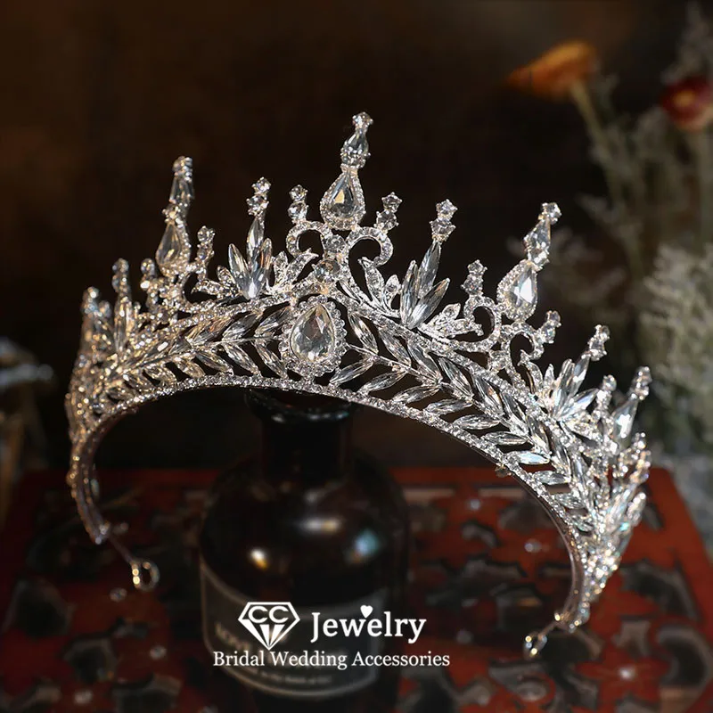 

CC Crystal Crowns for Women Wedding Hair Accessories Bridal Headdress Engagement Hairwear 100% Handmade Pageant Coronets QS33