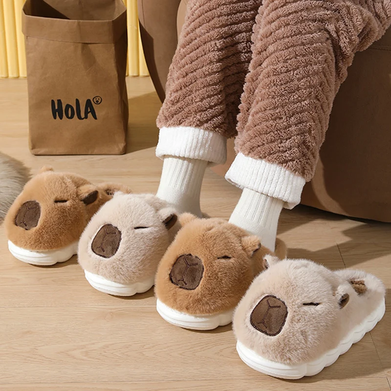 Winter Lovely Cartoon Cotton Slippers Women Non Slip Thick Sole Women's Home Slippers Closed Toe Indoor Fluffy Slides Woman