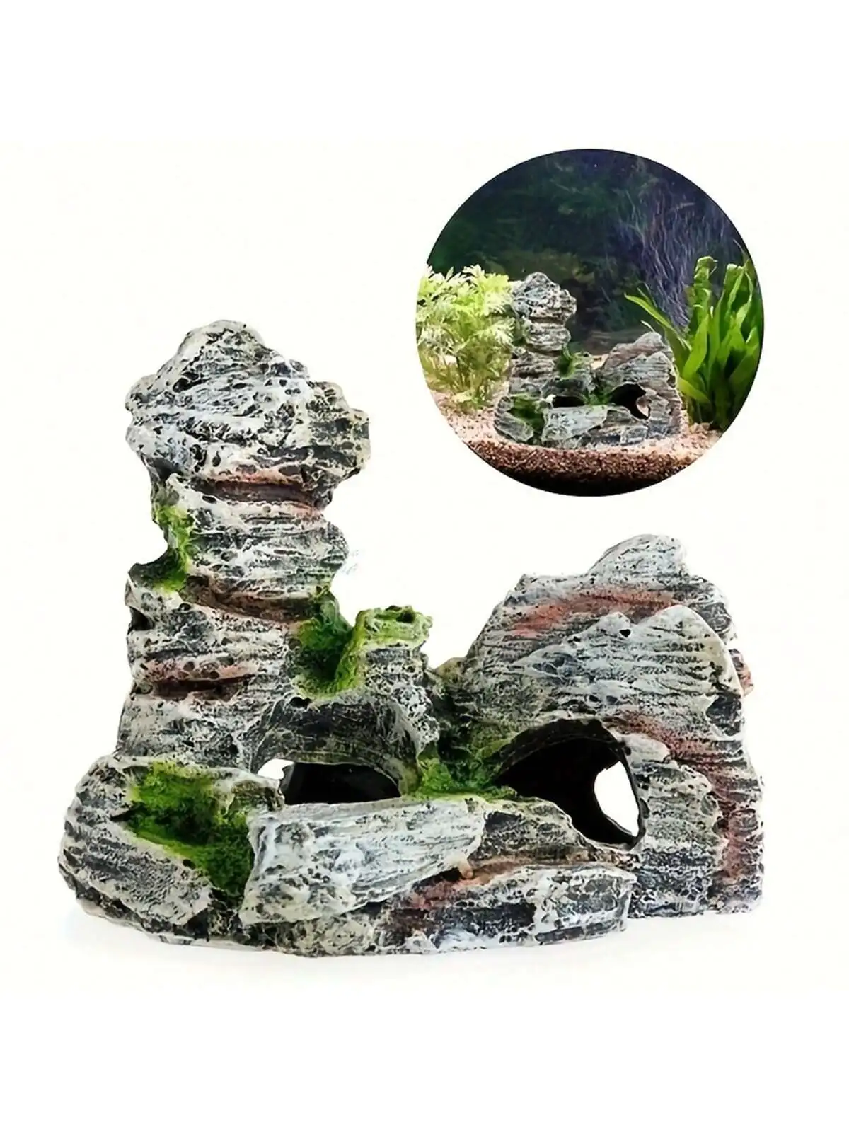 1pc Miniature Artificial Mountain Aquarium Decoration-Resin Stone For Small Fish Tank, ABS Aquarium Accessories