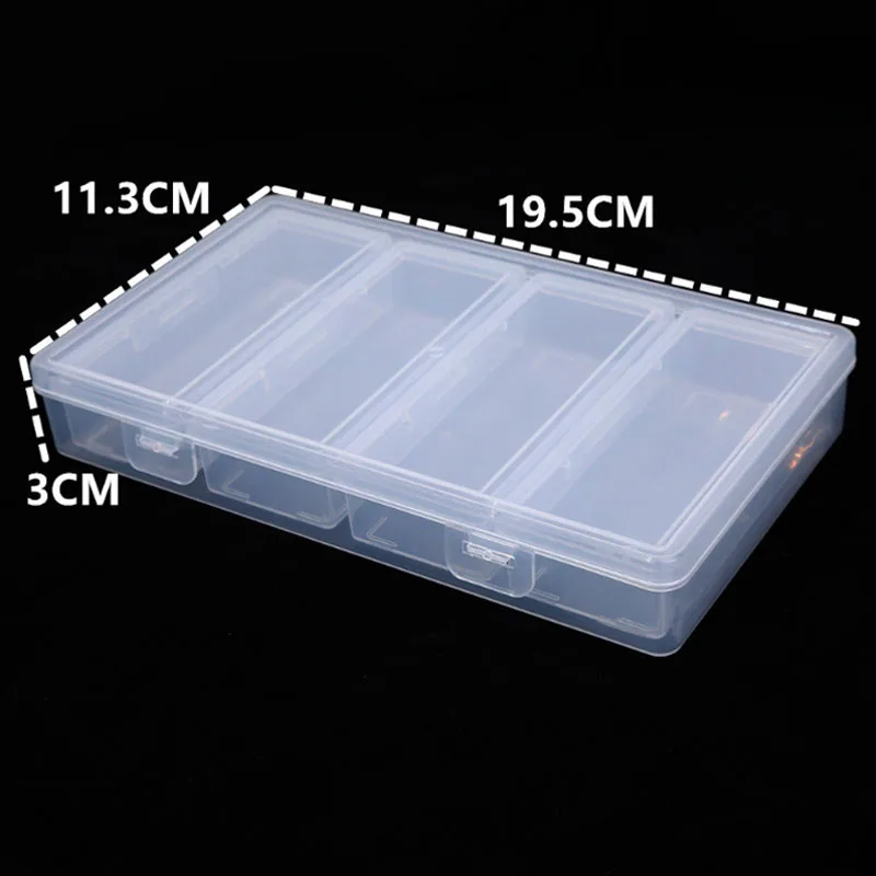 Pudełko do przechowywania z przezroczystego plastiku z 4 regulowanymi przegródkami - pojemnik na artykuły krawieckie i rękodzielnicze z wyjmowanymi przegródkami